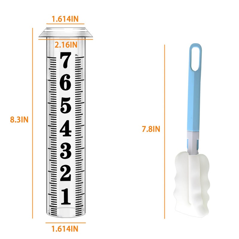 Asenron Rain Gauge Replacement Tube, Accurate Rain Gauges Outdoors Best Rated, 7"" Capacity Rain Gauge Tube Replacement for Yard & Garden, Water Gauge for Rain, 2 Plastic Rainfall Meter Tube with 1 Clean Brush - Image 4